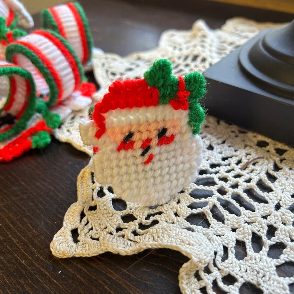 Vintage Christmas Santa napkin ring set of 8
